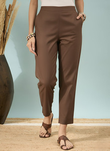 D K W Regular Fit Women Brown Trousers