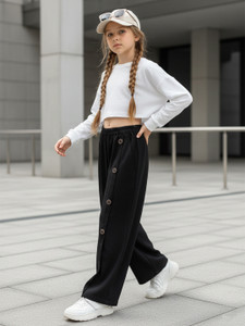CUTIEKINS Regular Fit Girls Black Trousers