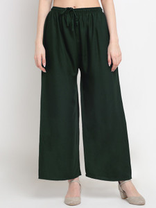 Style Access Flared Women Green Trousers