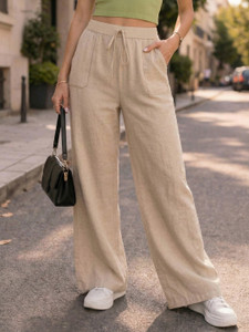 DTR FASHION Loose Fit Women Beige Trousers