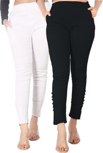 DEEPA ENTERPRISE Regular Fit Women Black, White Trousers