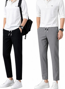 Trandane Slim Fit Men Black, Grey Trousers