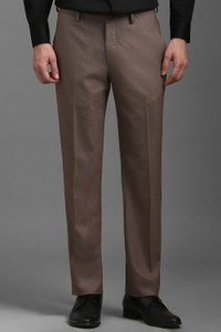 LOUIS PHILIPPE Formal Flat Front Slim Fit Men Brown Trousers