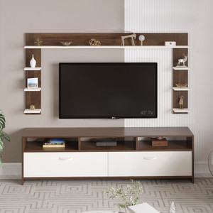 BLUEWUD Mannsae Plus TV Cabinet with Décor Display Storage Unit Living Room '65 In Engineered Wood TV Entertainment Unit