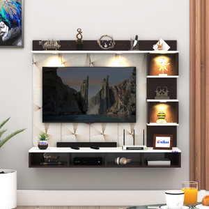 ANIKAA Kirina Engineered Wood Wall-Mount TV Unit with PVC Back Panel & LED Lights Engineered Wood TV Entertainment Unit