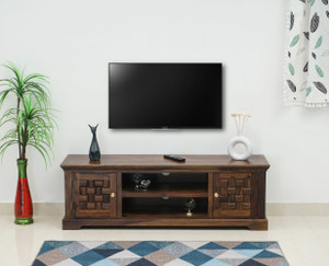 Woodefly Wooden TV Unit for Living Room TV Stand Table - Solid TV Cabinet for Living Room Solid Wood TV Entertainment Unit