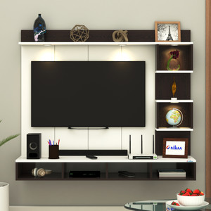 ANIKAA Kirina Engineered Wood Wall-Mount TV Unit with PVC Back Panel & LED Lights Engineered Wood TV Entertainment Unit