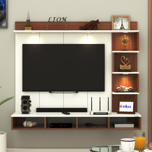 ANIKAA Laura Wall-Mount TV Unit with PVC Back Panel & LED Lights - Storage Box Engineered Wood TV Entertainment Unit