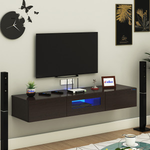 ANIKAA Lucen Wall Mount Modern Floating TV Unit with Storage Cabinet & Blue LED Light Engineered Wood TV Entertainment Unit
