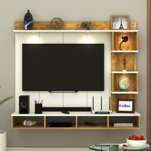ANIKAA Kirina Engineered Wood Wall-Mount TV Unit with PVC Back Panel & LED Lights Engineered Wood TV Entertainment Unit