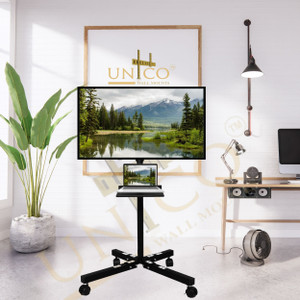 Unico Floor LED TV Stand, TV Trolley,with Adjustable Height Mobile TV Cart with wheels Full Motion TV Mount