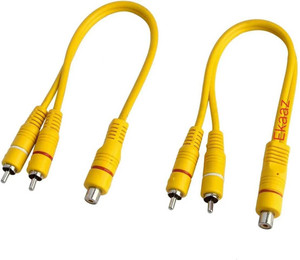 EKAAZ  TV-out Cable 1 Female to 2 Male RCA Speaker Splitter Dual Shielded Cable (2 Pics PACK)