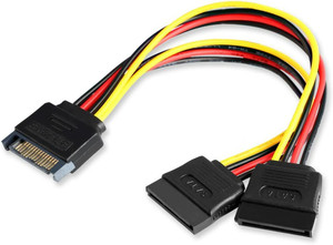 TAAPSEE Power Sharing Cable 0.18 m 1Pc SATA Power Y-Splitter Cable 15 Pin Male - Dual Female Power Y-Cable - 7 Inch