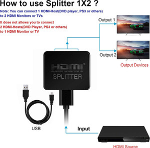 Tobo HDMI Splitter 1 in 2 Out, 4K HDMI Splitter for Dual Monitors TD-442H 32 inch Blu-ray Player