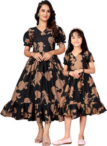 Nautiful Printed Mother & Daughter Dress Twinning Set