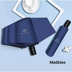 Matkine 3 Fold Auto Open/Close Navy Blue UV Umbrella - Image 5
