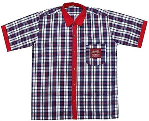 AMBIKASTORES Red, White Uniform Shirt