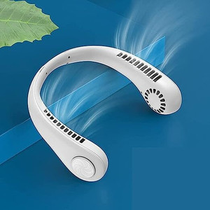 TOTAL Rechargeable Neckband Fan - Ideal For Outdoors And Indoor Activities Rechargeable Mini USB Personal Fan with 360 Rotation USB Cable USB Air Cooler USB Fan, Rechargeable Fan