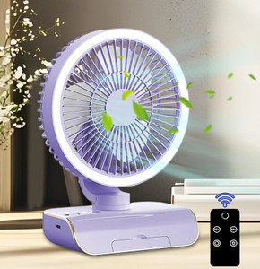 FANOX Rechargeable 4000mAh Desk Fan, Portable USB-Powered Table Fan 3 Blade Led light Cooling Mini Fan for Indoor, Outdoor USB Fan