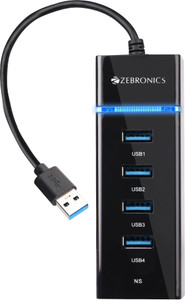 ZEBRONICS 300 HB, 4 Ports, USB 3.0, Backward Compatible, Multi Device Connection ZEB- 300HB USB Hub