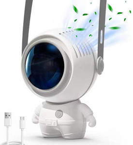 FANOX Handheld Astronaut Leafless Neck Fan With USB Rechargeable Mini Portable Fan, Hand Fan Personal Small Handheld Fan with Base USB Fan