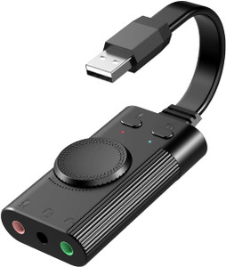 TECHGEAR USB Sound Card Adapter Splitter Converter with Volume Control ...