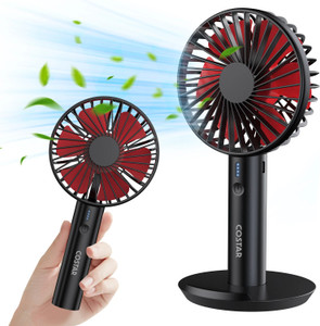 Costar Mini Portable Fan, Brushless Motor Hand Fan with Table Phone Holder Base, 3 Speeds Small Fan, USB Rechargeable Fan for Indoor and Outdoor Use USB Fan