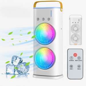 Tazomi Double Sided Cooling Fan- LED Light- Personal Air Cooler, Travel Mist Fan Mini Portable Battery Operated USB Fan