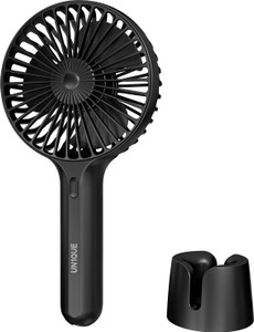UN1QUE X3 Mini Portable Hand Fan - Powerful Brushless Motor - Detachable - Large Blades, 3-Speeds, USB Rechargeable Fan with Base - Noise-Canceling USB Fan