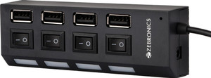 ZEBRONICS 150HB, 4 USB Ports and LED Indicator with Individual Switch ZEB-150HB USB Cable