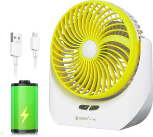 TAKSHA FANS High Speed Rechargeable portable Table Fan with LED Light Battery Powered 3 Blade Portable Mini Fan For Office Desk, Kitchen USB Fan