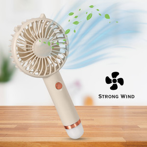 PLERIZA Portable Mini Fan With Light- Rechargeable Hand Fan with 3 Adjustable Speeds Lightweight Design, Low Noise, and Easy Portability for Indoor and Outdoor Use USB Fan