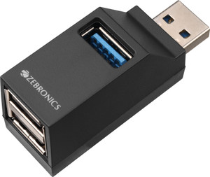 ZEBRONICS 180HB 180HB, 3 Ports, USB 3.0, Transfer Speeds upto 5 Gbps, Multi OS Compatible USB Hub