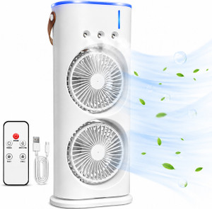 BuiBee Rotating Dual Fan Rechargeable Mist with Remote - USB Air Cooler
