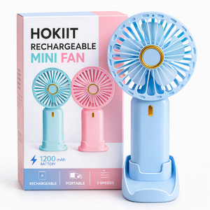 Hokiit Hand Fan Rechargeable ,Mini Fan ,Small Fan Portable Mini Hand Fan with 3 Speed & 1200 mah battery USB Fan USB फैन