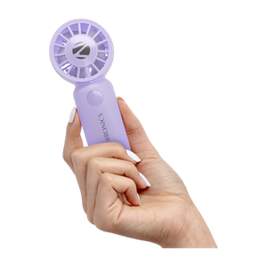 ZEBRONICS Portable Hand, Upto 3h Backup,10500 RPM, Rechargeable Battery,5 Speed Modes ZEB-Heat Buster 100 Purple USB Fan
