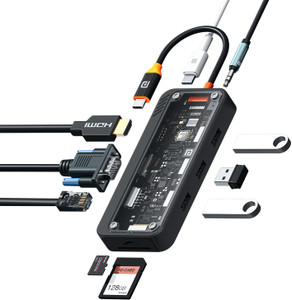 Portronics MPort View Three, 10-in-1 USB-C Multifunction Docking Station,100 W PD & 4K HDMI POR-3264 USB Hub