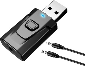 STRIFF Bluetooth Car Adapter Bluetooth 5.0 Car Adapter Mini Transmitter/Receiver, Aux Jack, Hands-Free USB Hub