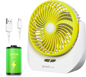 TAKSHA FANS High Speed Rechargeable portable Table Fan with LED Light USB Battery Powered 3-Speed Portable Mini Fan For Home, Office , Kitchen USB Fan