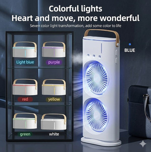 uzone Multipurpose USB Mist Rechargeable Spray Fan With 280Ml ice tank UZE SMART DOUBLE ENDED SPRAY FAN COOLER WITH OSCILLATING 3 SPEED MODES USB Fan