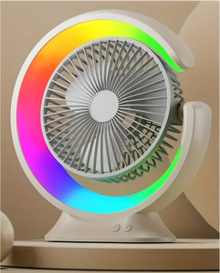 Vozica USB Rechargeable Fan with Powerful LED Light USB Charging And AC Charging Port with 1 Year Warranty 110 mm Table Fan