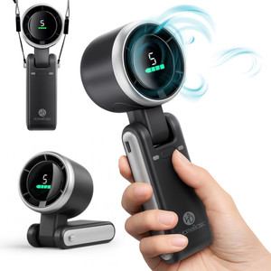 HOMEBASIC Mini Portable Hanging Neck Fan, 5-Speeds, 13000RPM, Handheld with Digital Display USB Fan