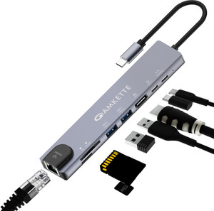 AMKETTE Type-C 8-in-1 Multiport Dock with Gigabit 1000MBPS Ethernet USB Hub