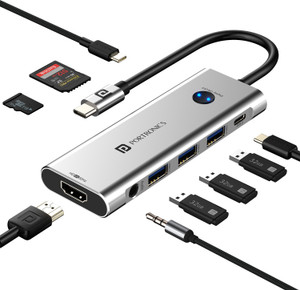 Portronics Mport One USB C Hub (9-in-1), HDMI, PD, USB 3.0/2.0, SD/microSD, HDMI Switch USB Hub