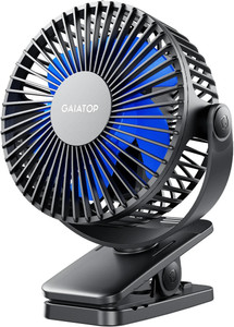 Gaiatop Portable Clip on Fan Battery Operated, Small Powerful USB Table Fan 3 Speed Quiet Mini Desk Fan, 360° Rotate Personal Cooling Fan USB Fan