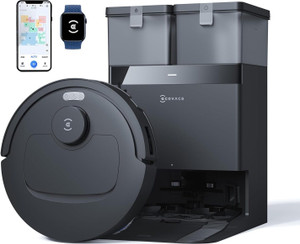 ECOVACS N50 Pro Omni Black 2026 New Launch, 25000 Pa Suction Robotic Floor Cleaner Self-Emptying Omni-Station, Zerotangle 3.0, Hot Air-Drying, Auto-Lift Mop On Carpet, Upto 300 Mins with 2 in 1 Mopping and Vacuum, Anti-Bacterial Cleaning, Reusable Dust Bag (WiFi Connectivity, Google Assistant and Alexa)