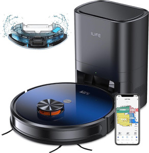 ILIFE T10s Self Emptying Robot Vacuum And Mop Robotic Floor Cleaner with 2 in 1 Mopping and Vacuum, Anti-Bacterial Cleaning, Reusable Dust Bag (WiFi Connectivity, Google Assistant and Alexa)