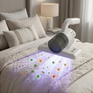 7ne7 mart Dust Mite Remover Vacuum Cleaner with UV Light & Vibration Cleaning Technology Cordless Vacuum Cleaner with Anti-Bacterial Cleaning, Reusable Dust Bag, 2 in 1 Mopping and Vacuum