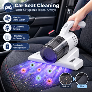 7ne7 mart Rechargeable Anti-Mite Bed Vacuum Cleaner for Sofa, Mattress & Fabric Cleaning Cordless Vacuum Cleaner with Anti-Bacterial Cleaning, Reusable Dust Bag, 2 in 1 Mopping and Vacuum