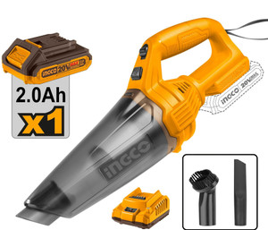 INGCO 20V Cordless Vacuum Cleaner with a 2.0Ah Battery and a Charger, 0.5L Cordless Vacuum Cleaner